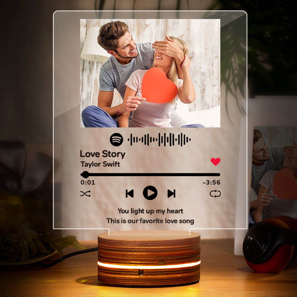 Custom Spotify Art Night Light with Scannable Music Night Light Valentine's Day Gift