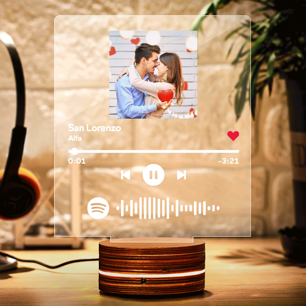 Personalized Photo Spotify Code Night Light Custom Song Lamp Couples Gift