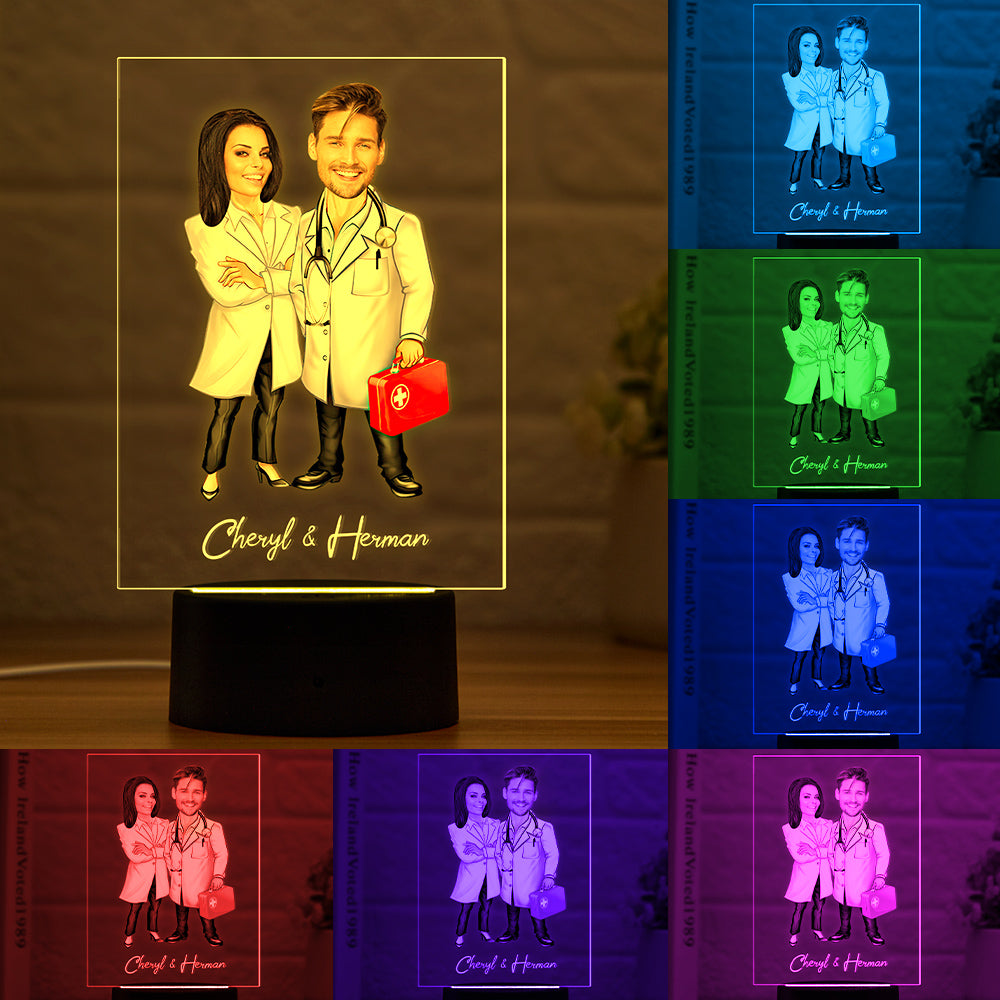 Personalized Acrylic Lamp Custom Name and Photo Seven Colors Funny Gift for Her