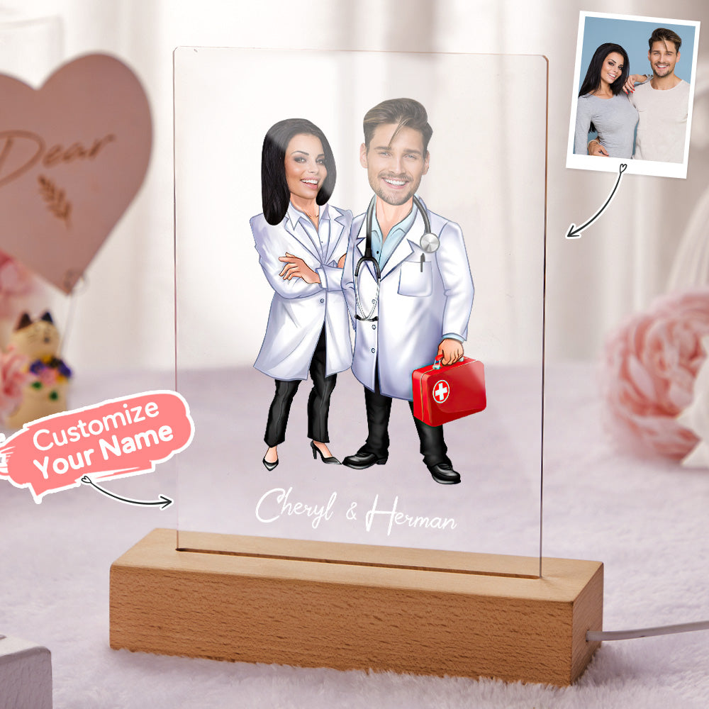 Custom Name and Photo LED Night Light Personalized Acrylic Lamp Seven Colors