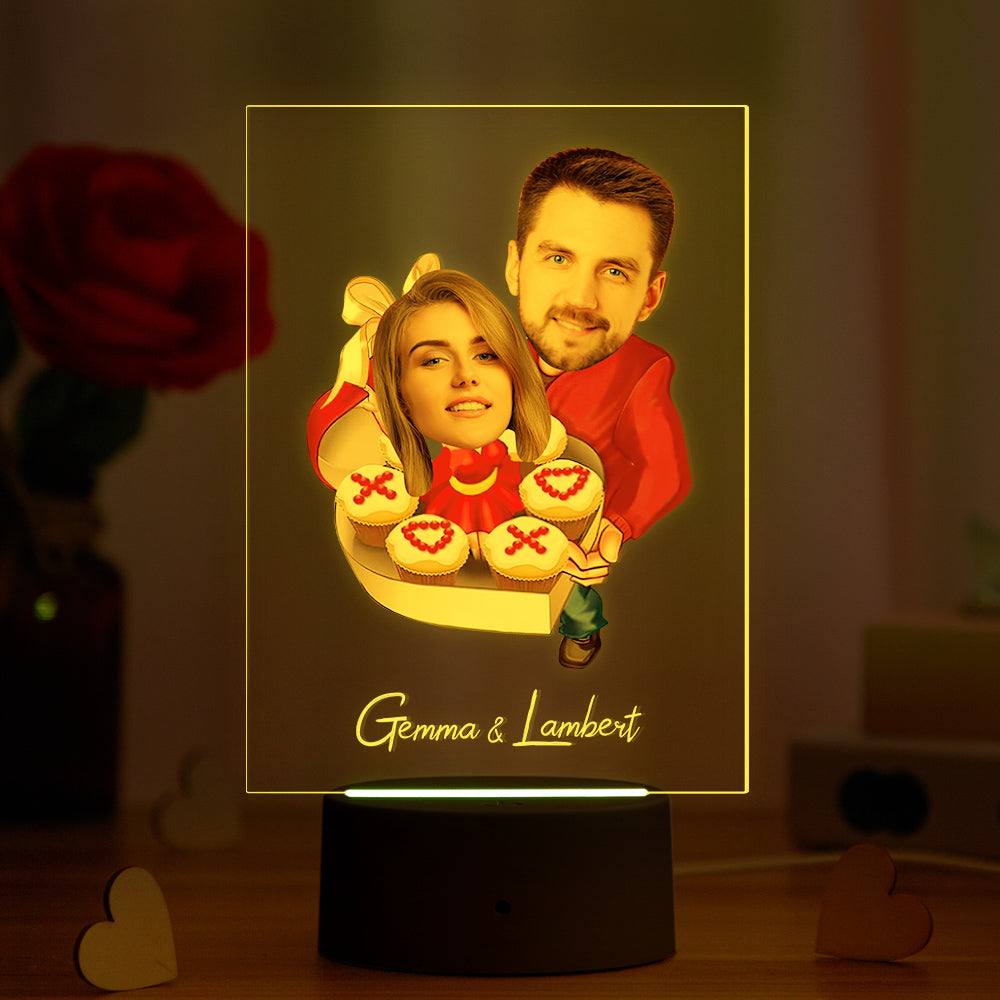 Personalized Acrylic Lamp Custom Name and Photo Seven Colors Funny Gift for Her