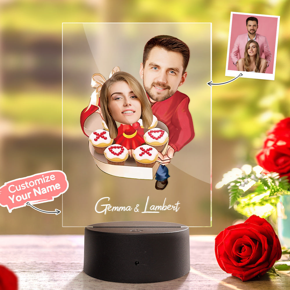 Personalized Acrylic Lamp Custom Name and Photo Seven Colors Funny Gift for Her