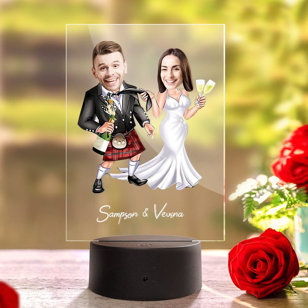 Personalized Acrylic Lamp Custom Name and Photo Wodden Frame LED Light Funny Gift