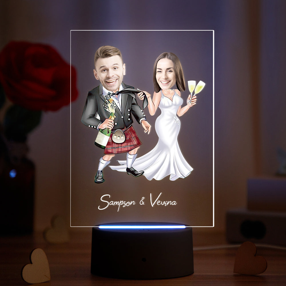 Personalized Acrylic Lamp Custom Name and Photo Wodden Frame LED Light Funny Gift