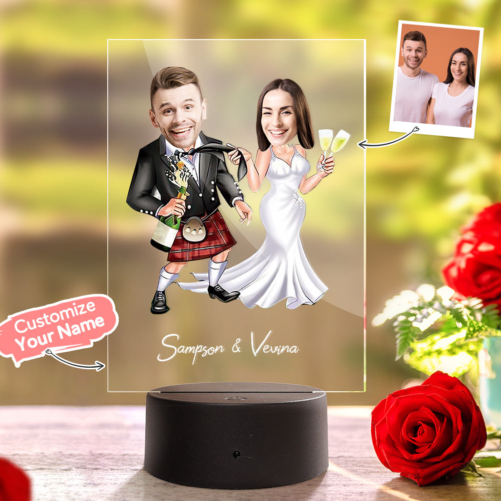Personalized Acrylic Lamp Custom Name and Photo Wodden Frame LED Light Funny Gift