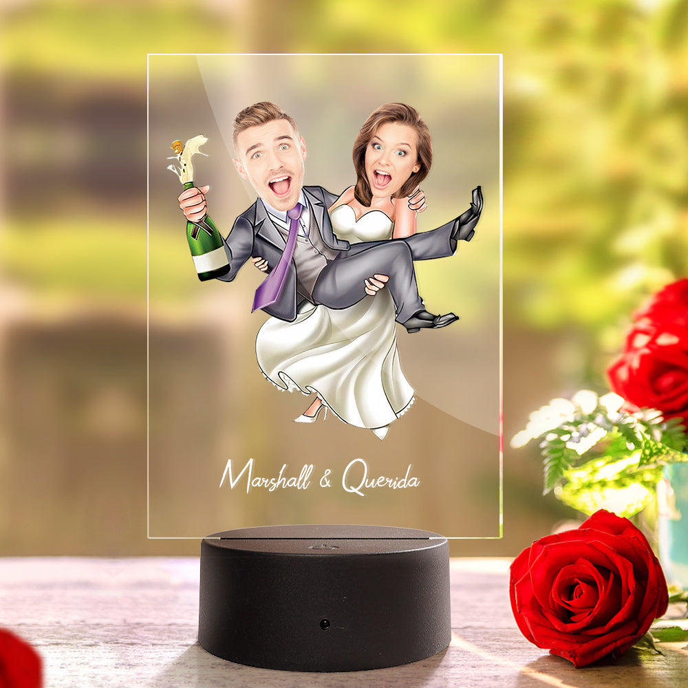 Personalized Acrylic Lamp Custom Name and Photo Wooden Base Lamp