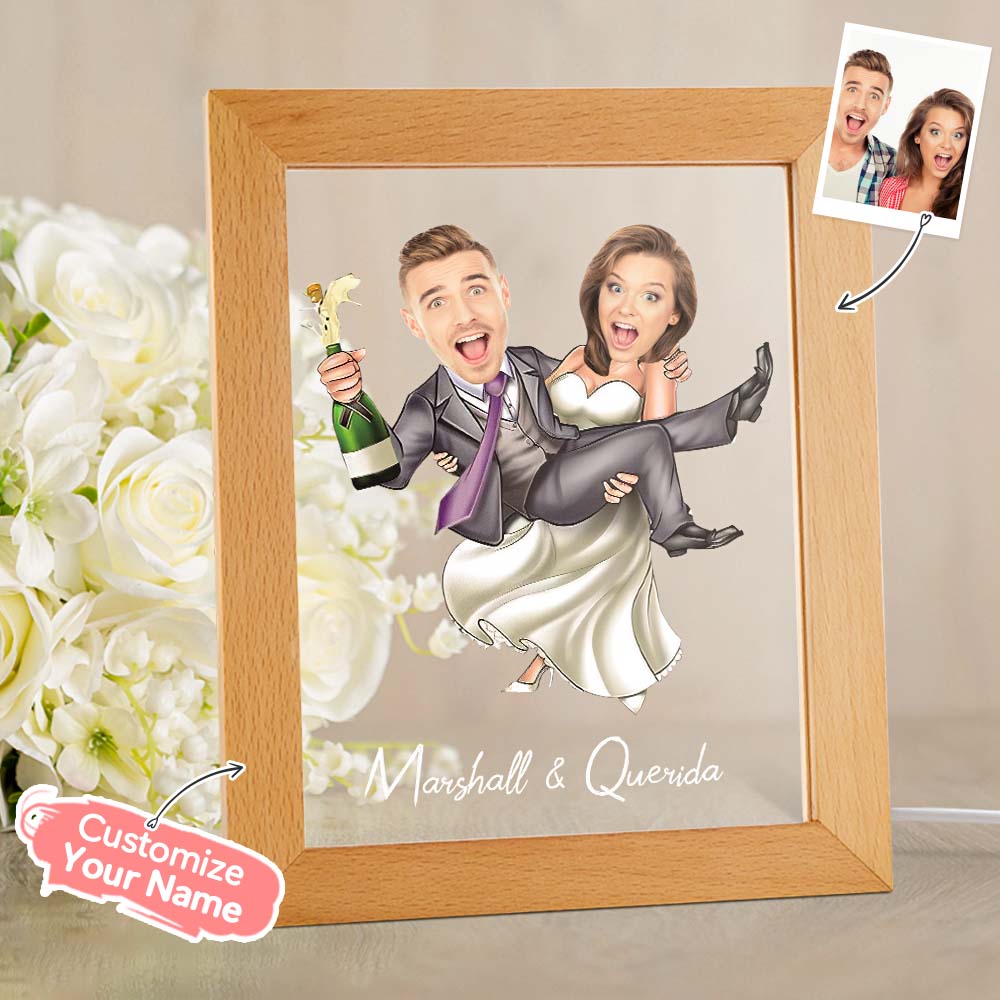 Personalized Acrylic Lamp Custom Name and Photo Wooden Base Lamp