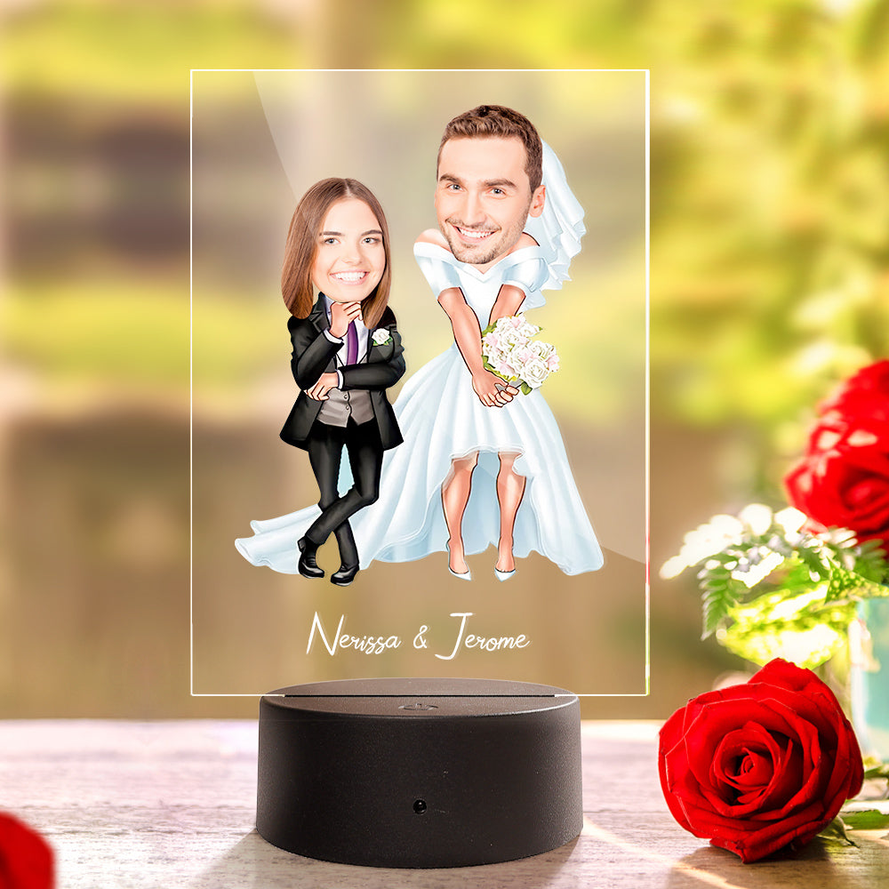 Personalized Acrylic Lamp Custom Name and Photo Wodden Frame Night Light