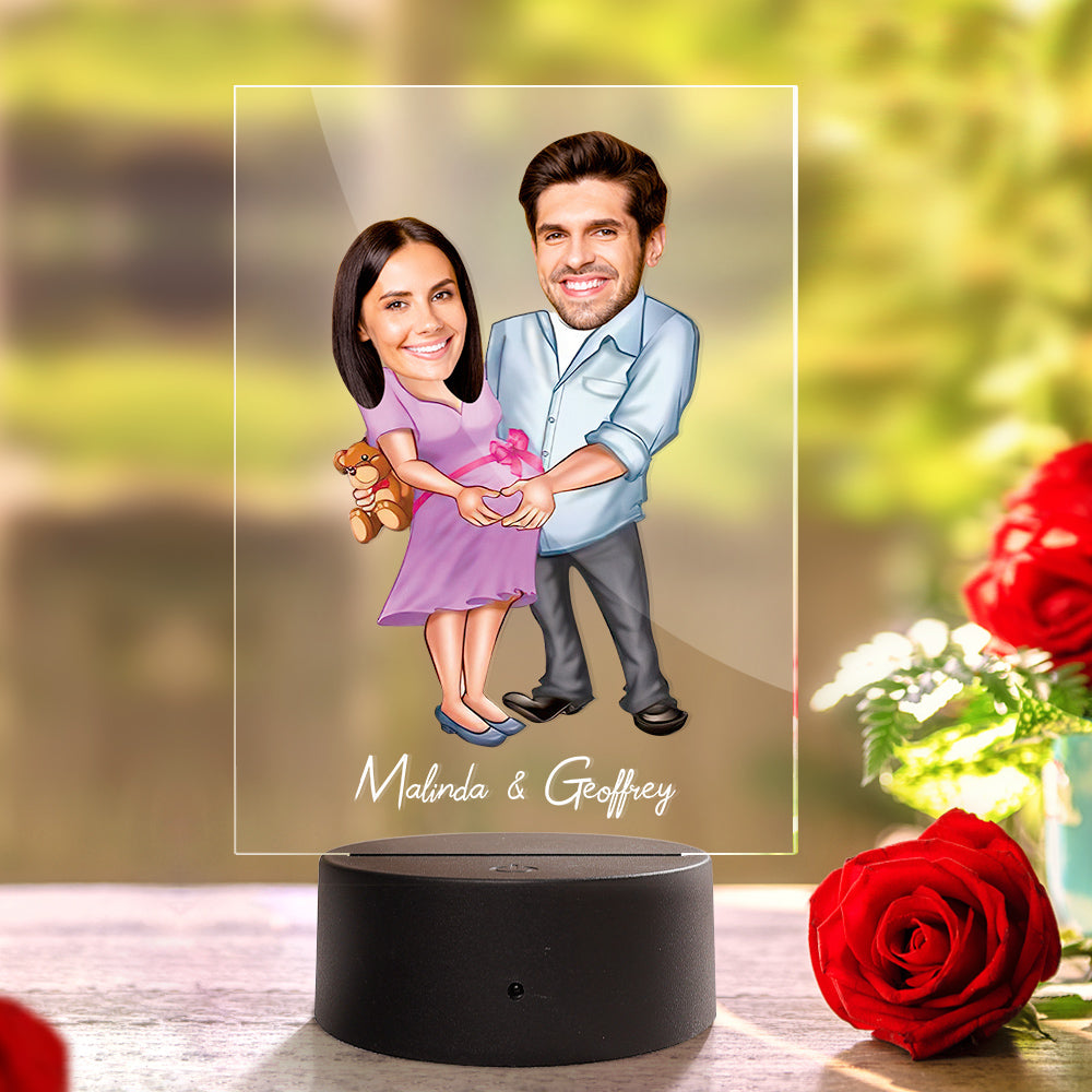 Custom Acrylic Lamp Personalized Name and Photo Wodden Frame Night Light