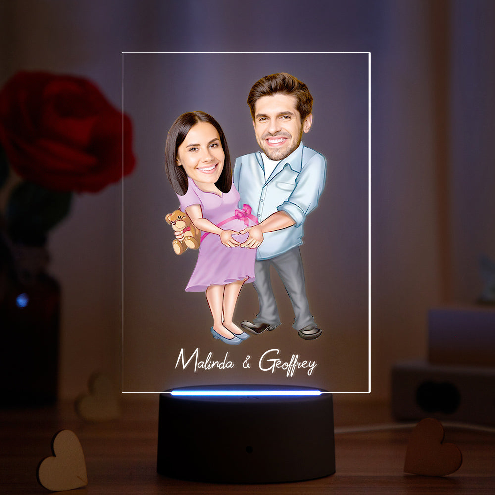 Custom Acrylic Lamp Personalized Name and Photo Wodden Frame Night Light