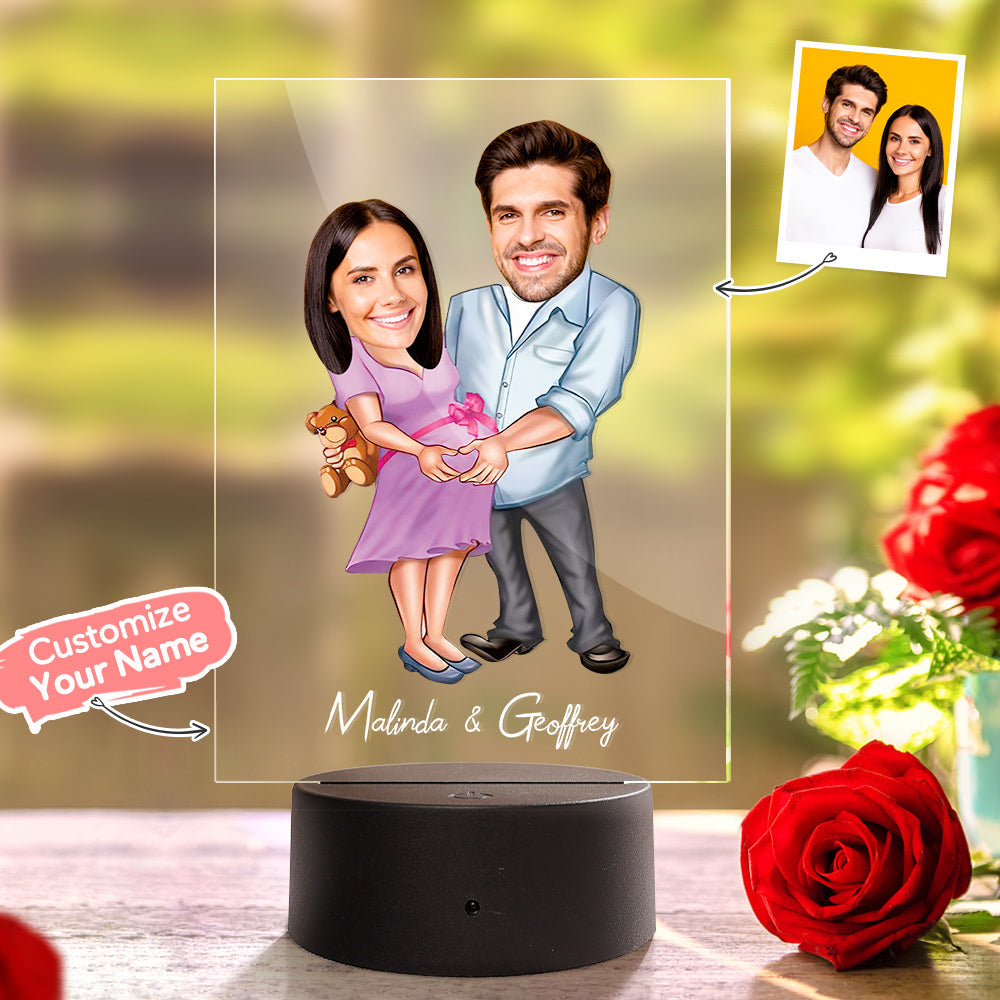 Custom Acrylic Lamp Personalized Name and Photo Wodden Frame Night Light