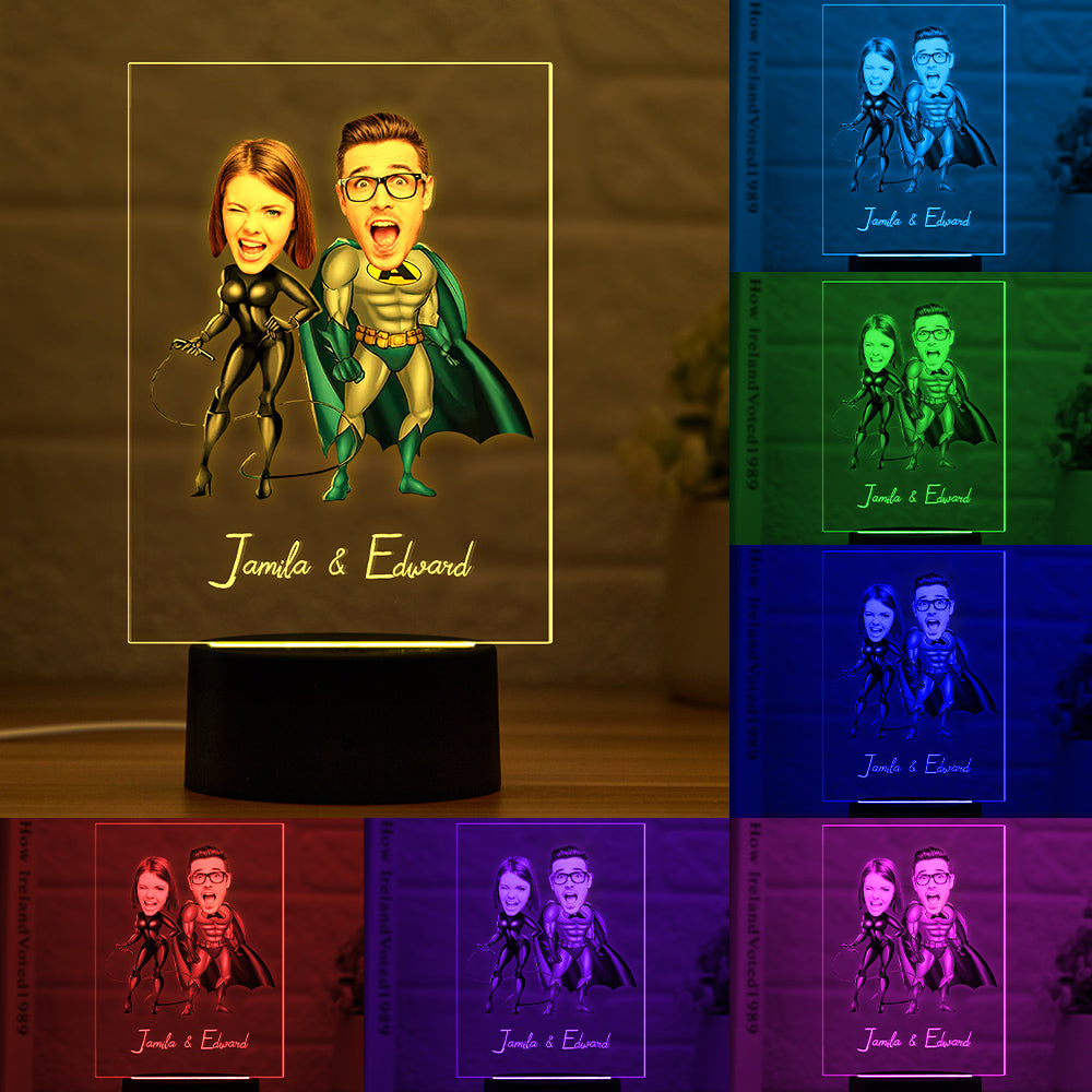 Personalized Couple Photo and Name Acrylic Led Lamp Seven Colors