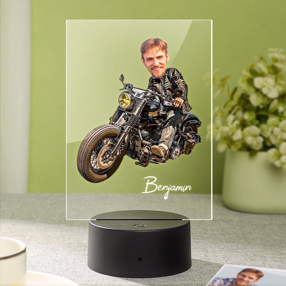 Personalized Name and Photo Acrylic Led Lamp Seven Colors Funny Gift for Him