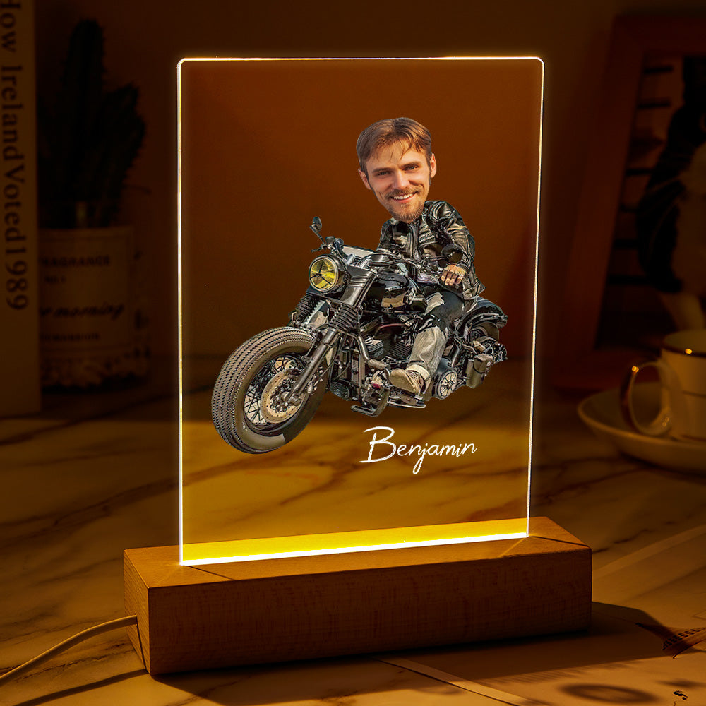 Personalized Name and Photo Acrylic Led Lamp Seven Colors Funny Gift for Him