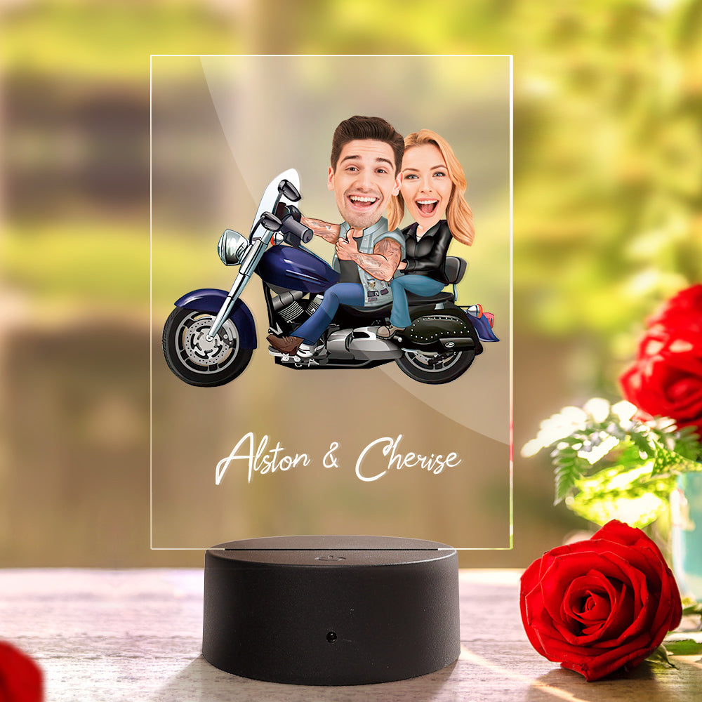 Personalized Couple Photo and Name Acrylic Led Lamp Wodden Frame Night Light