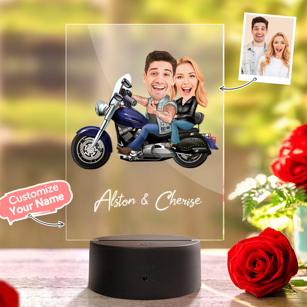 Personalized Couple Photo and Name Acrylic Led Lamp Wodden Frame Night Light