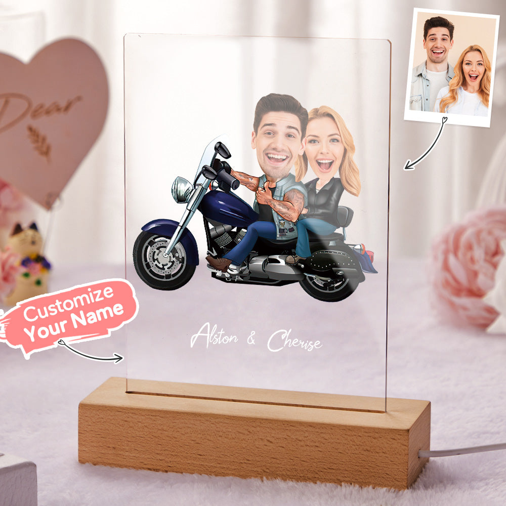 Personalized Couple Photo and Name Acrylic Led Lamp Wodden Frame Night Light