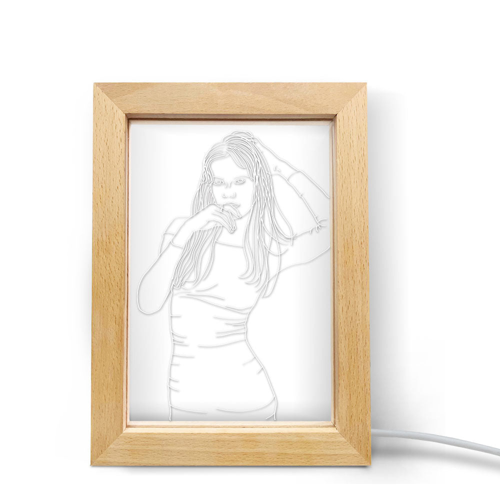 Custom 3D Photo Led Lamp Personalised Photo Engraving Frame Nignt Light Gift for Lovers