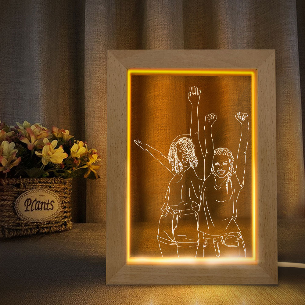 Custom 3D Photo Led Lamp Personalised Photo Engraving Frame Nignt Light Gift for Lovers