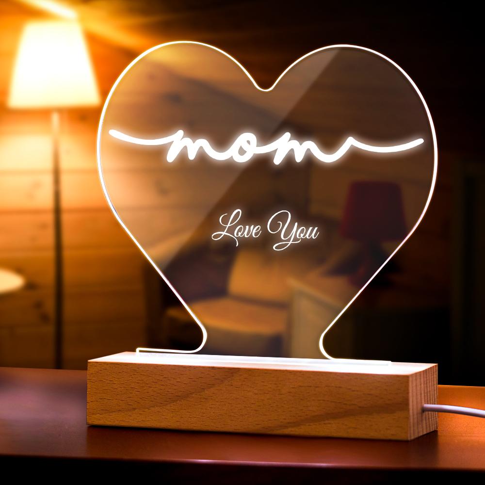 Custom Night Light Heart Shape for Mother's Day Gift