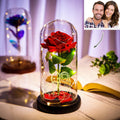 Custom Photo Line Drawing Eternal Rose Flower LED Night Light Romantic Simulation Eternal Rose Flower Glass Cover for Anniversary Valentine's Day Gift