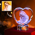 Heart Crystal Photo Frame with Light Up LED Base Exclusive Large Photo Crystal Heart Laser Gift For Mom