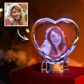 Heart Crystal Photo Frame with Light Up LED Base Exclusive Large Photo Crystal Heart  Laser Gifts for Family