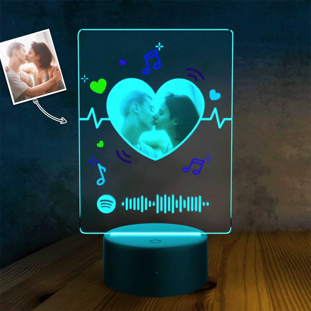Custom Spotify Acrylic Song Poster Led Light Valentines Day Gift