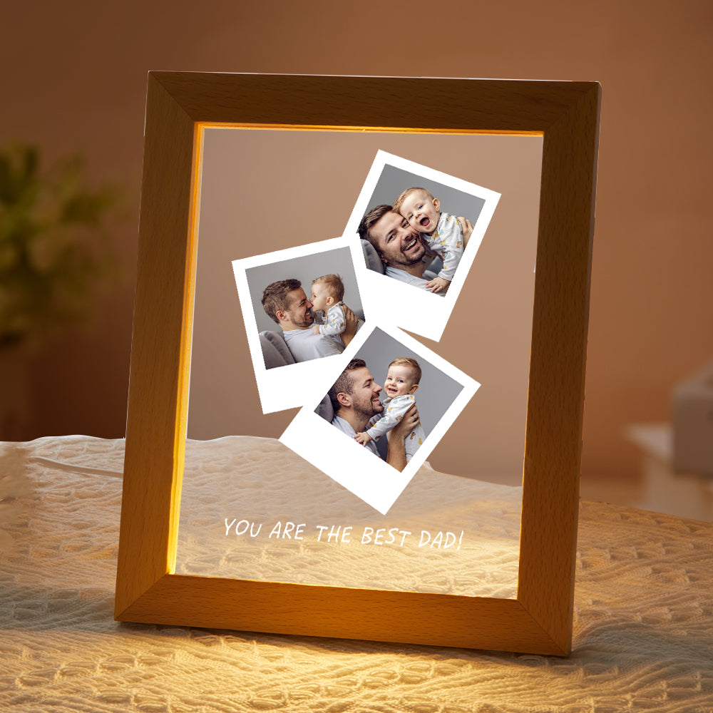 Father's Day Gift Custom Photo Wooden Base Night Light for Dad