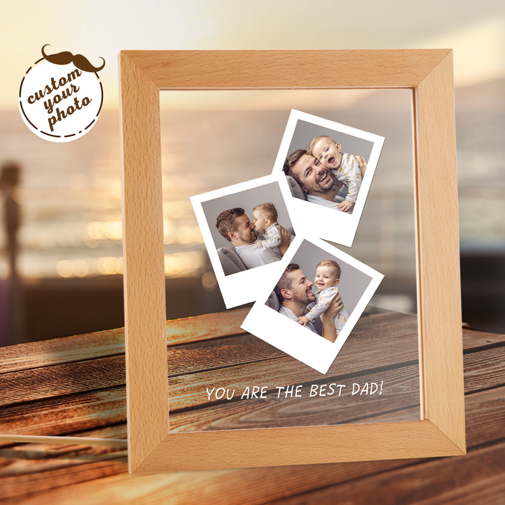 Father's Day Gift Custom Photo Wooden Base Night Light for Dad