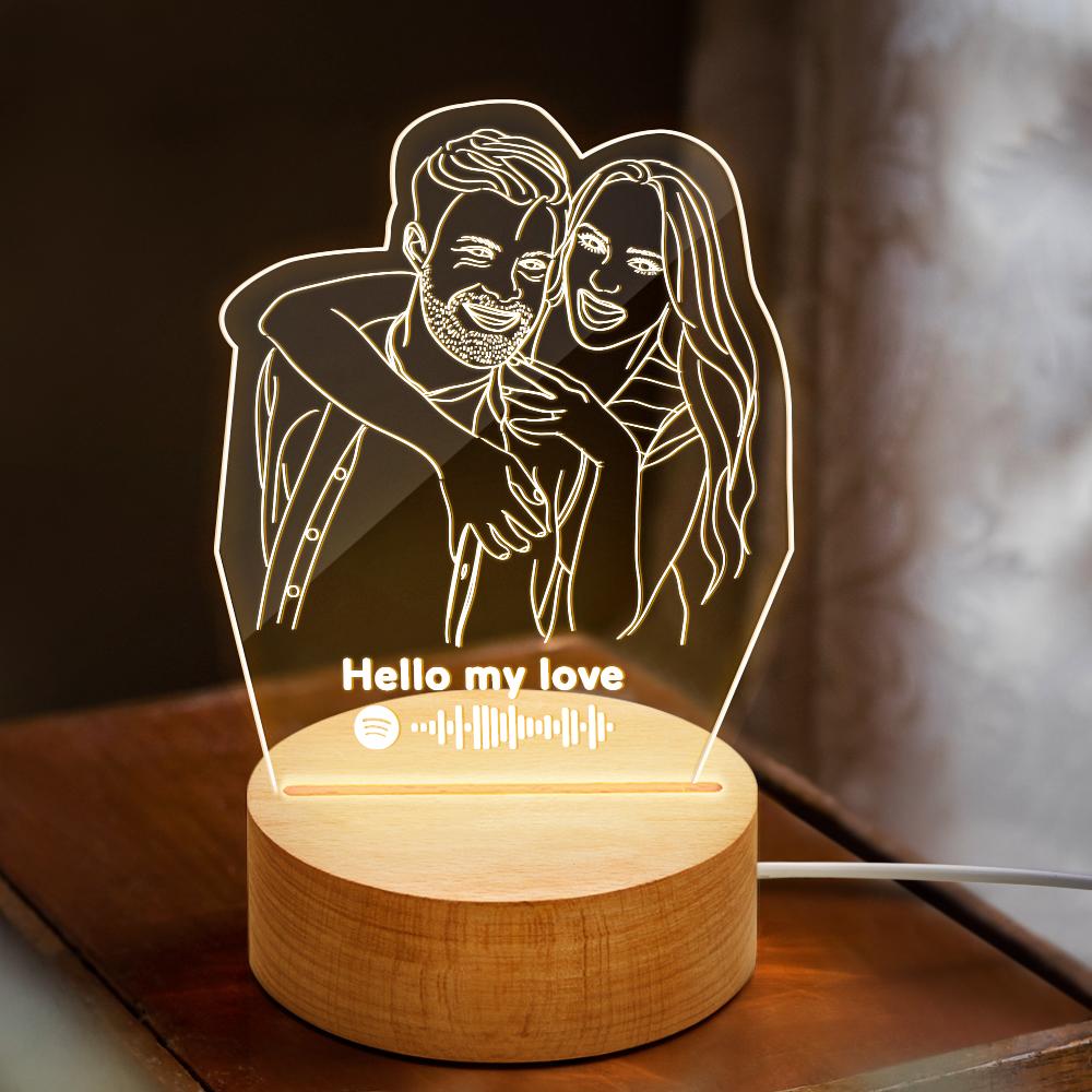Scannable Spotify Code 3D Line Art Photo Lamp Custom Music Lamp Best Gift for Her