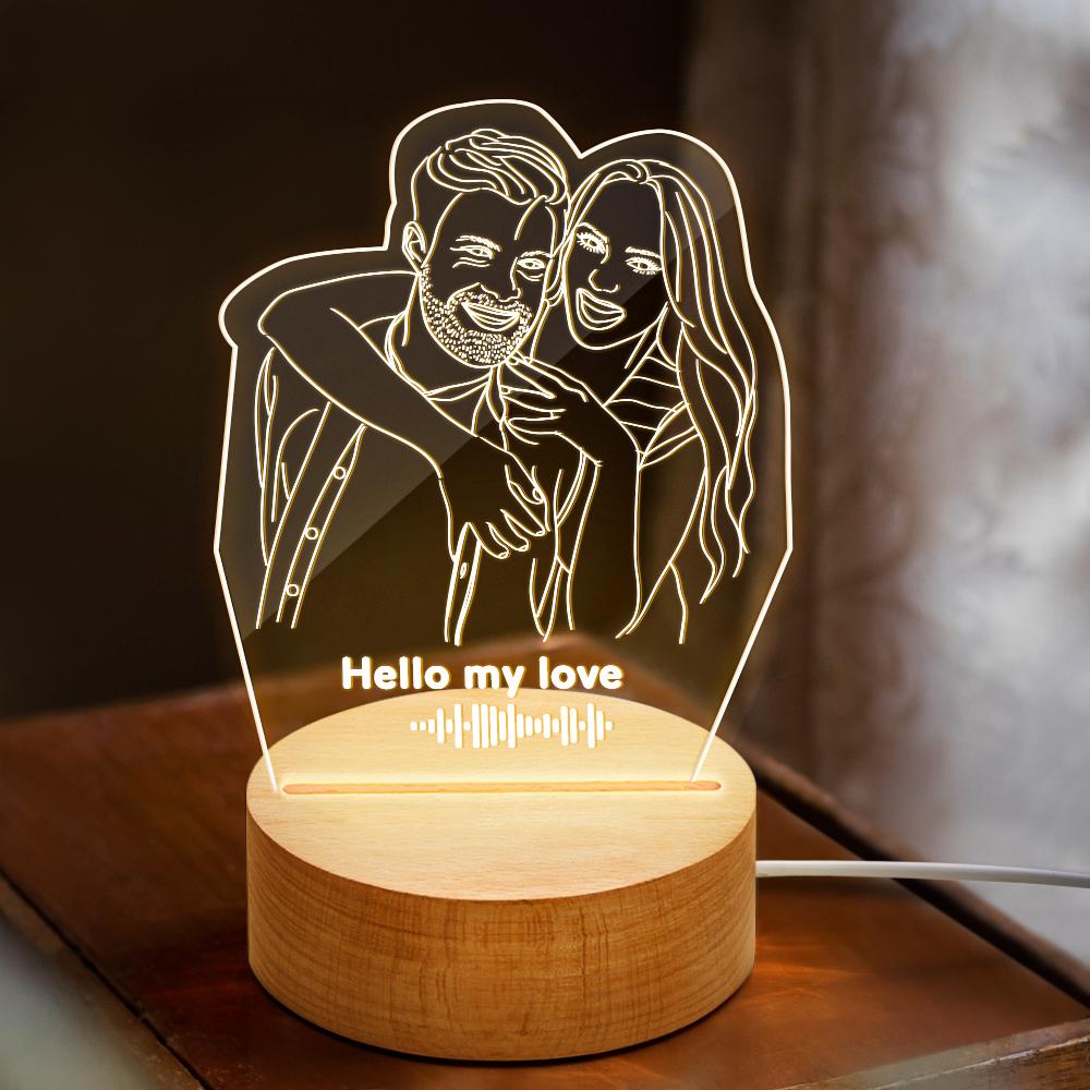 Scannable Music Code 3D Line Art Photo Lamp Custom Music Lamp Best Gift for Her
