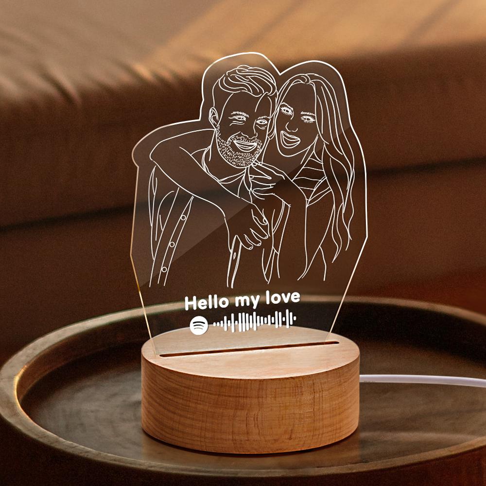 Scannable Spotify Code 3D Line Art Photo Lamp Custom Music Lamp Best Gift for Her