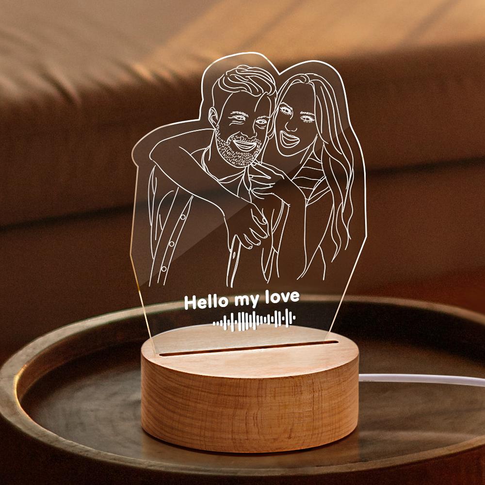 Scannable Music Code 3D Line Art Photo Lamp Custom Music Lamp Best Gift for Her