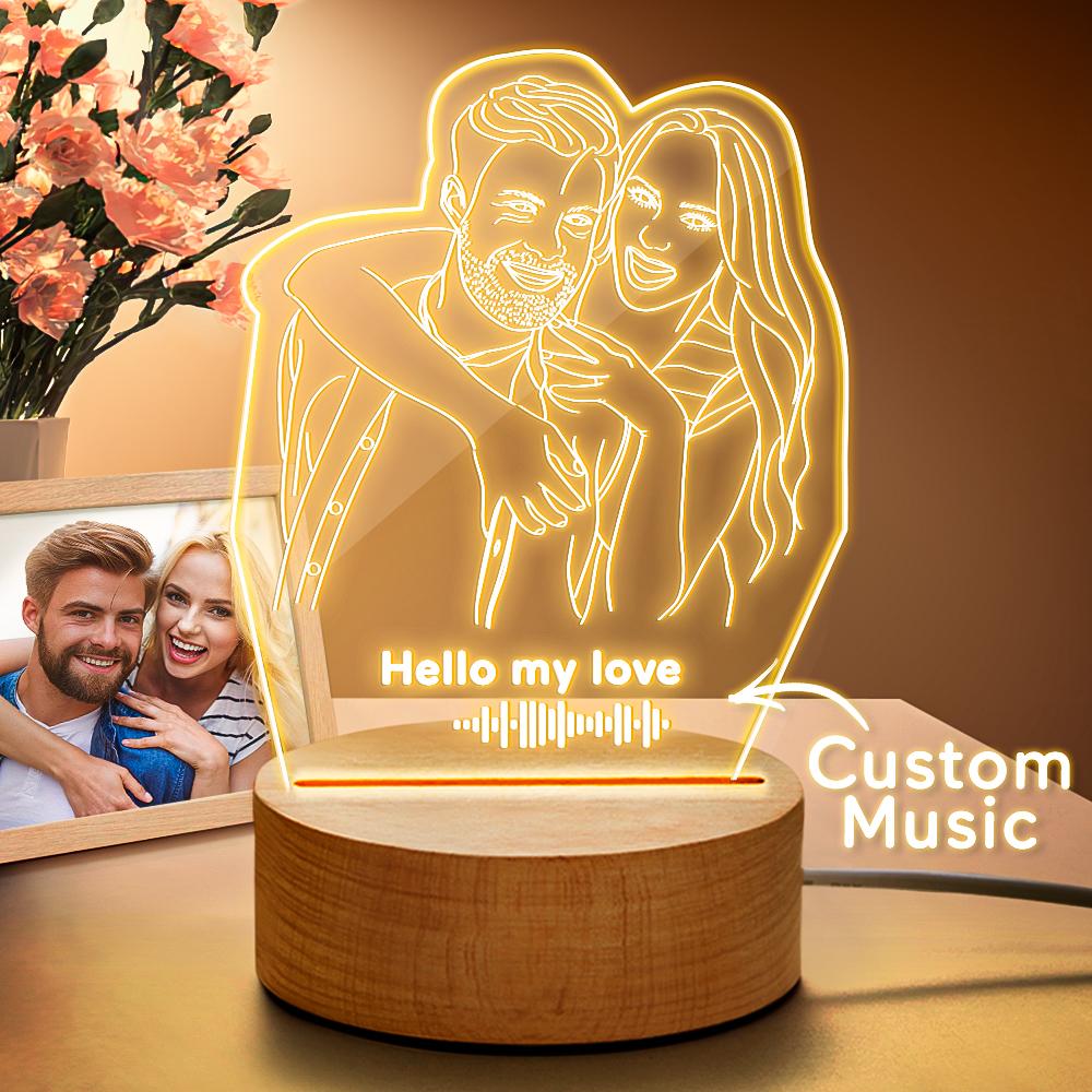 Scannable Music Code 3D Line Art Photo Lamp Custom Music Lamp Best Gift for Her