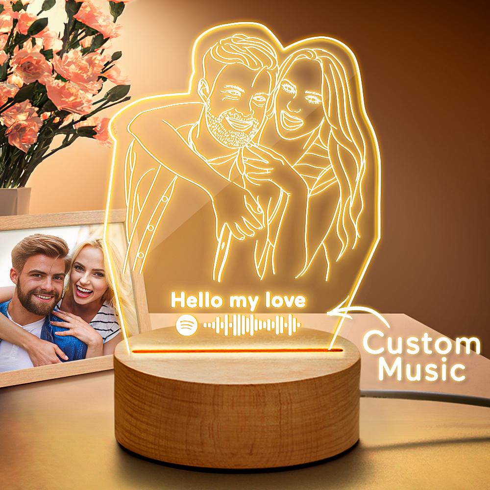 Scannable Spotify Code 3D Line Art Photo Lamp Custom Music Lamp Best Gift for Her