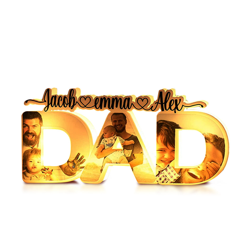 Custom Dad Photo Name Light Personalized Acrylic Family Name Lamp Desk Decoration Gift for Father