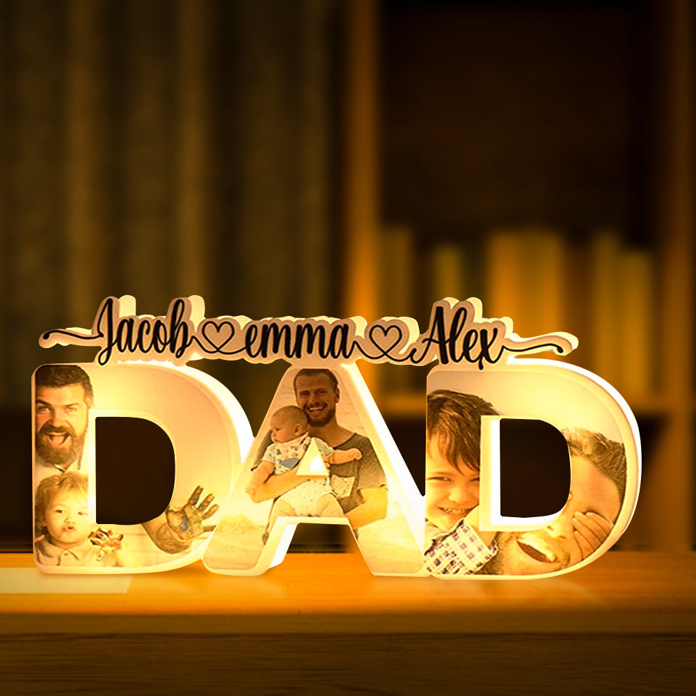 Custom Dad Photo Name Light Personalized Acrylic Family Name Lamp Desk Decoration Gift for Father