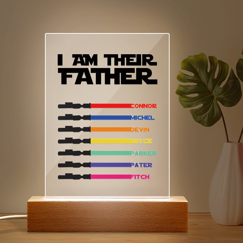 Personalized I Am Their Father Night Light Acrylic Light Saber Plaque Father's Day Gifts