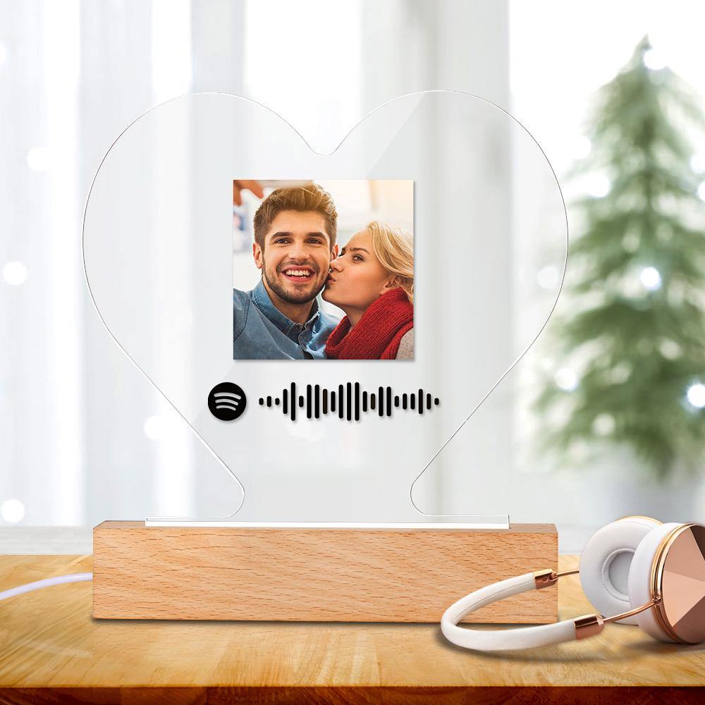 Scannable Spotify Code Night Light Acrylic Heart Shape Gifts for Couple