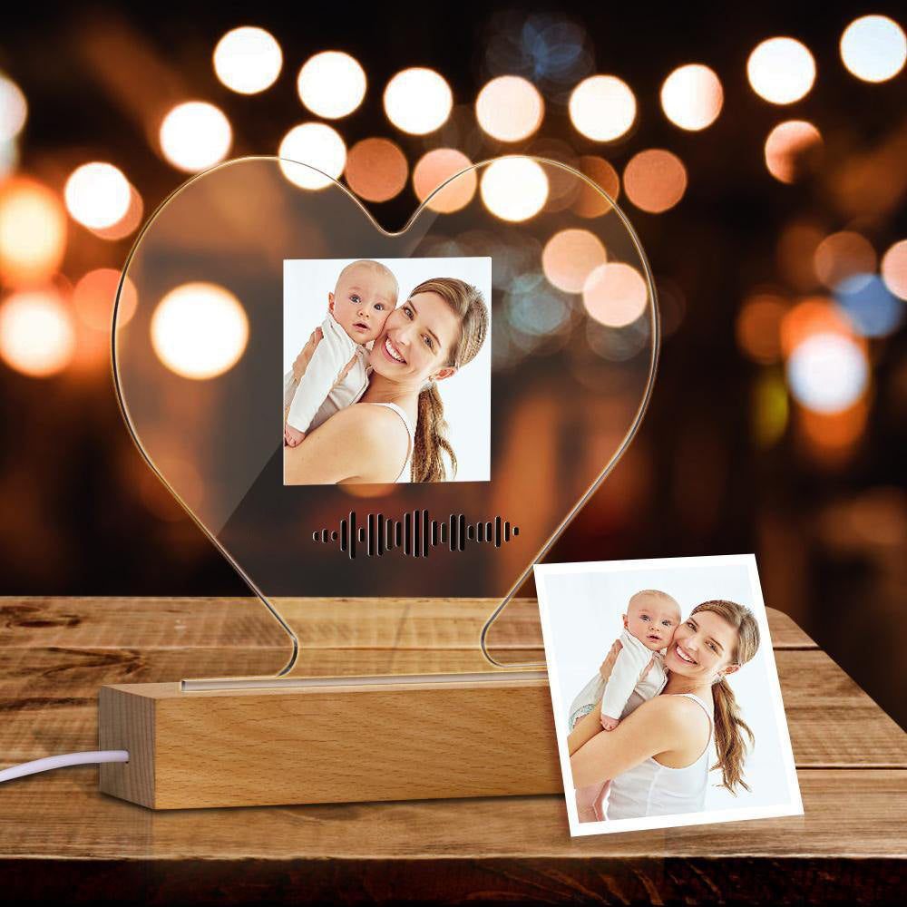Mother's Day Gift-Custom Scannable Music Code Night Light Photo Unique Holiday Gifts