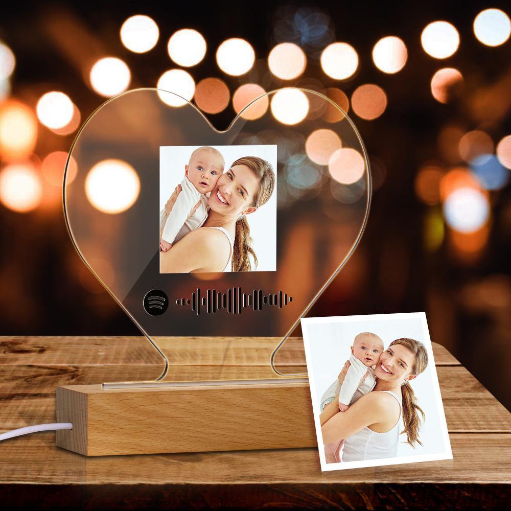 Mother's Day Gift-Custom Scannable Spotify Code Night Light Photo Unique Holiday Gifts