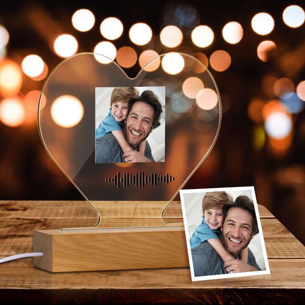 Father's Day Gift Custom Scannable Music Code Night Light Photo Music Home Gifts