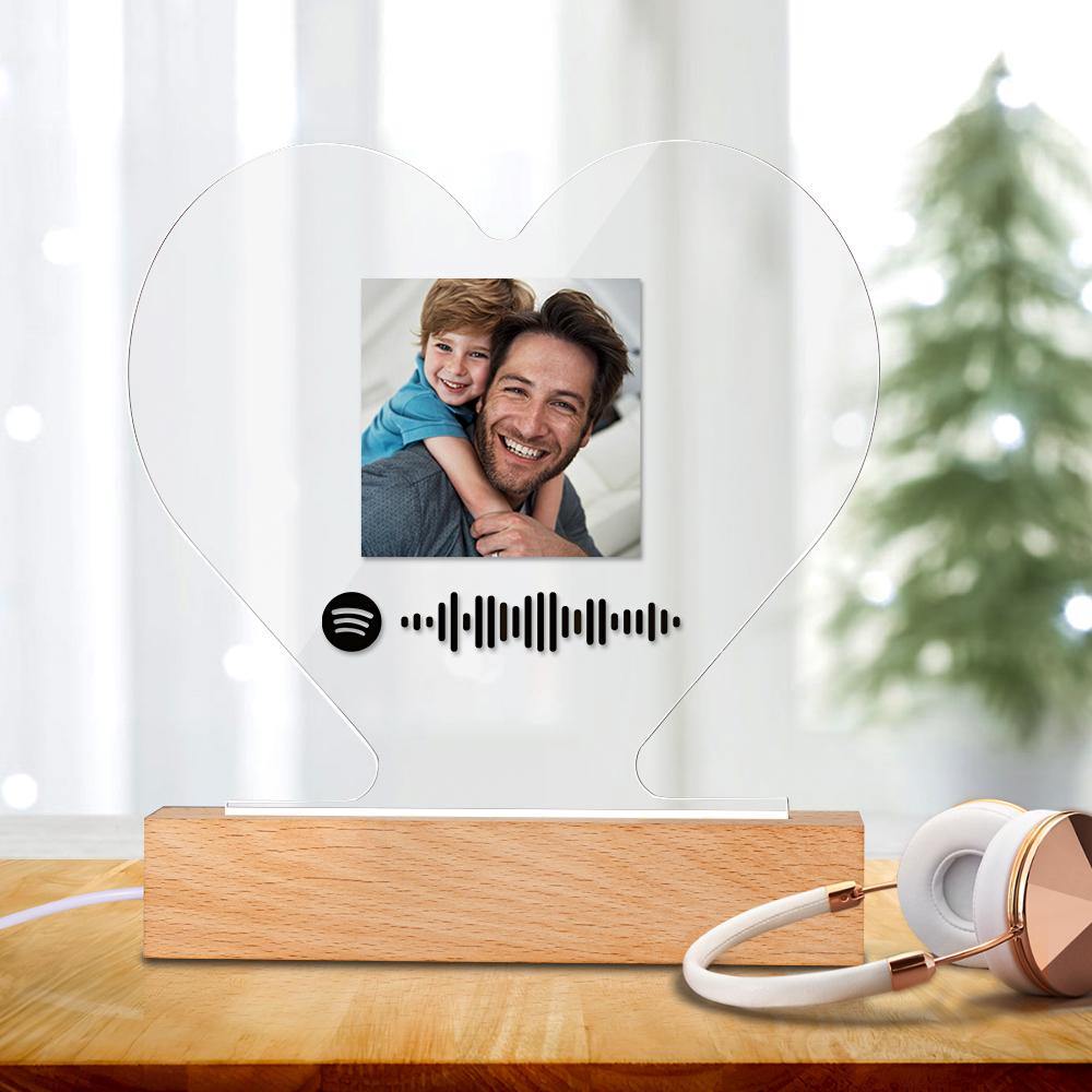 Father's Day Gift Custom Scannable Spotify Code Night Light Photo Music Home Gifts