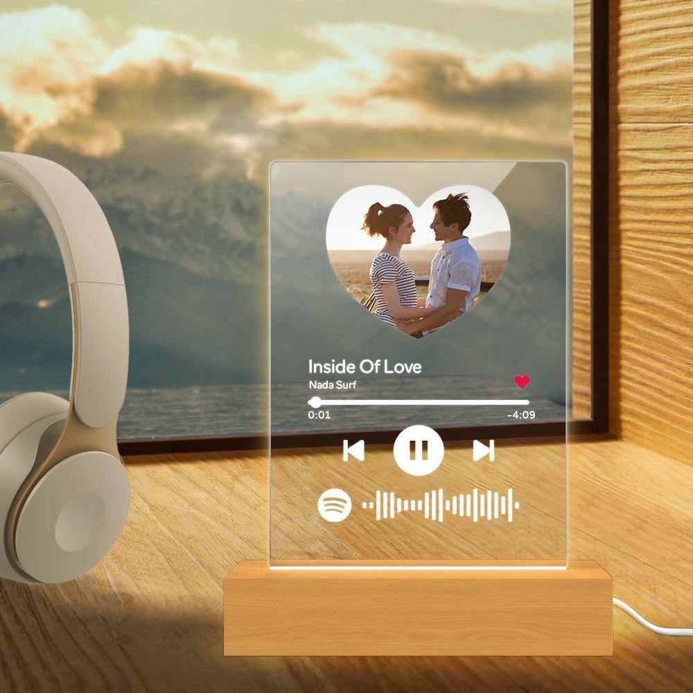 Scannable Spotify Code Night Light Acrylic Music Heart-shaped Photo Gifts for Couple