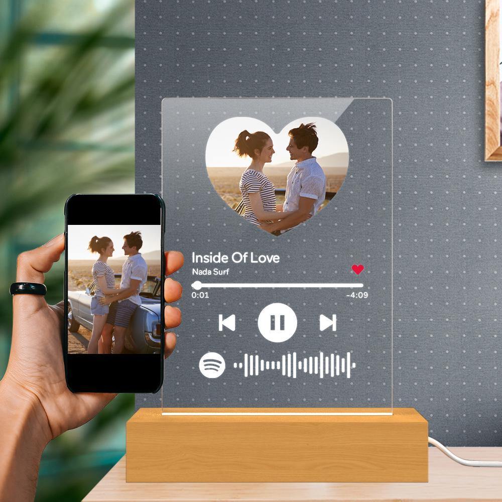 Scannable Spotify Code Night Light Acrylic Music Heart-shaped Photo Gifts for Couple