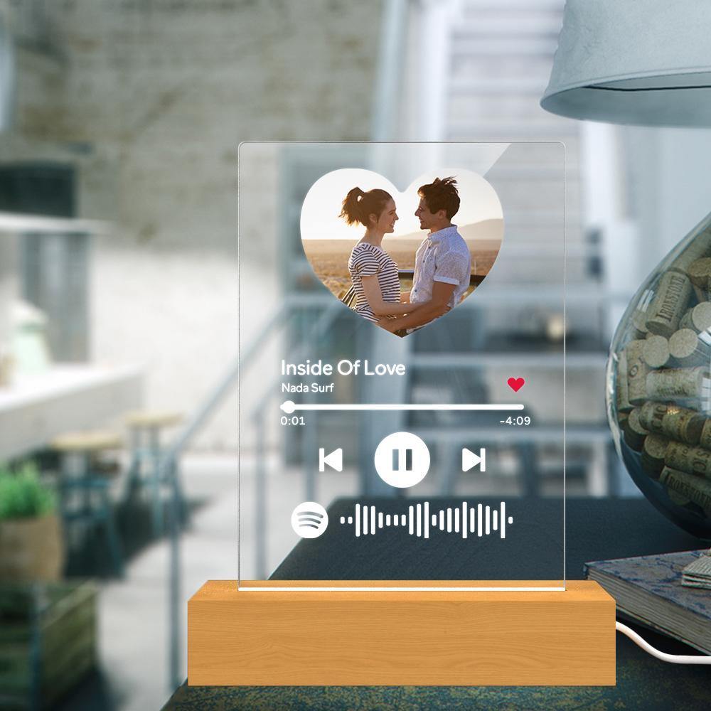 Scannable Spotify Code Night Light Acrylic Music Heart-shaped Photo Gifts for Couple