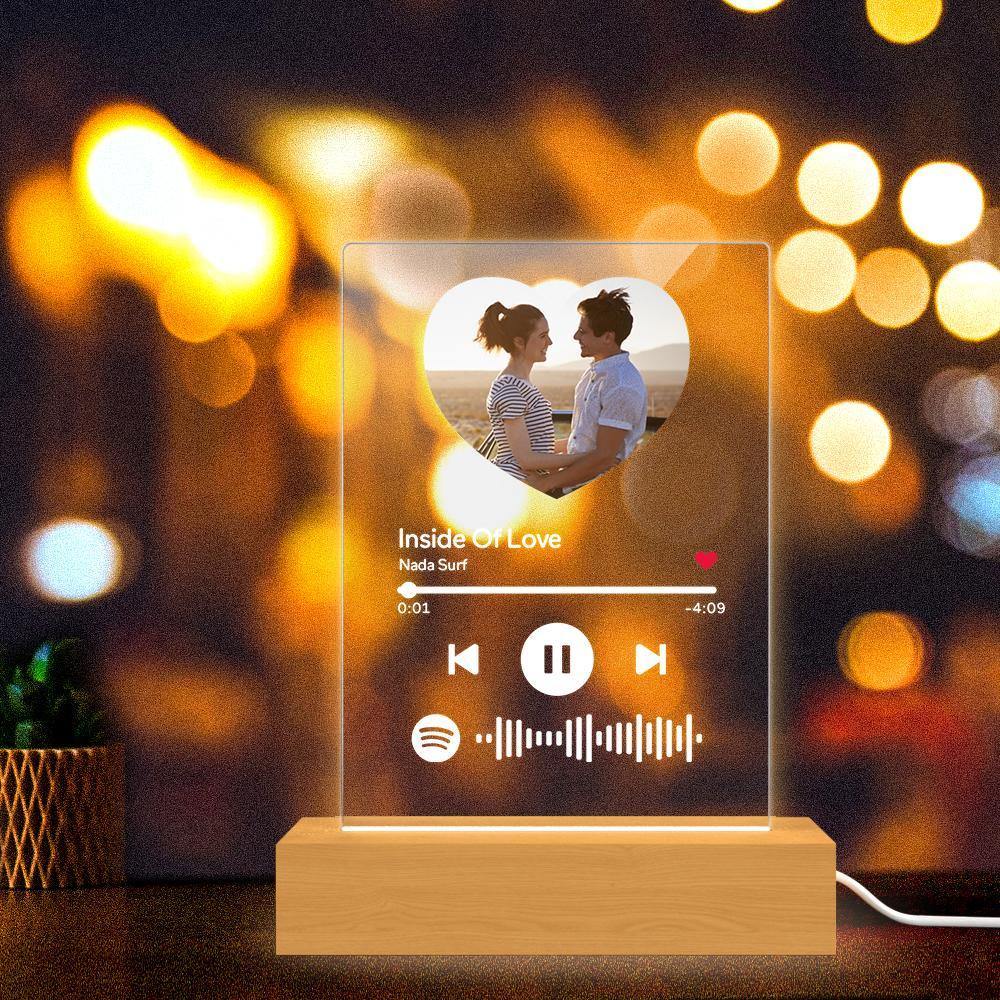 Scannable Spotify Code Night Light Acrylic Music Heart-shaped Photo Gifts for Couple