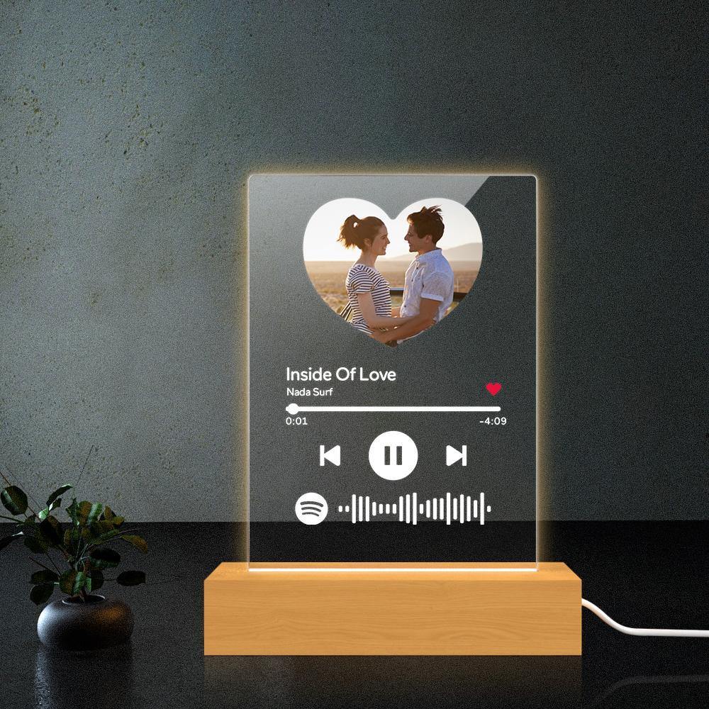 Scannable Spotify Code Night Light Acrylic Music Heart-shaped Photo Gifts for Couple