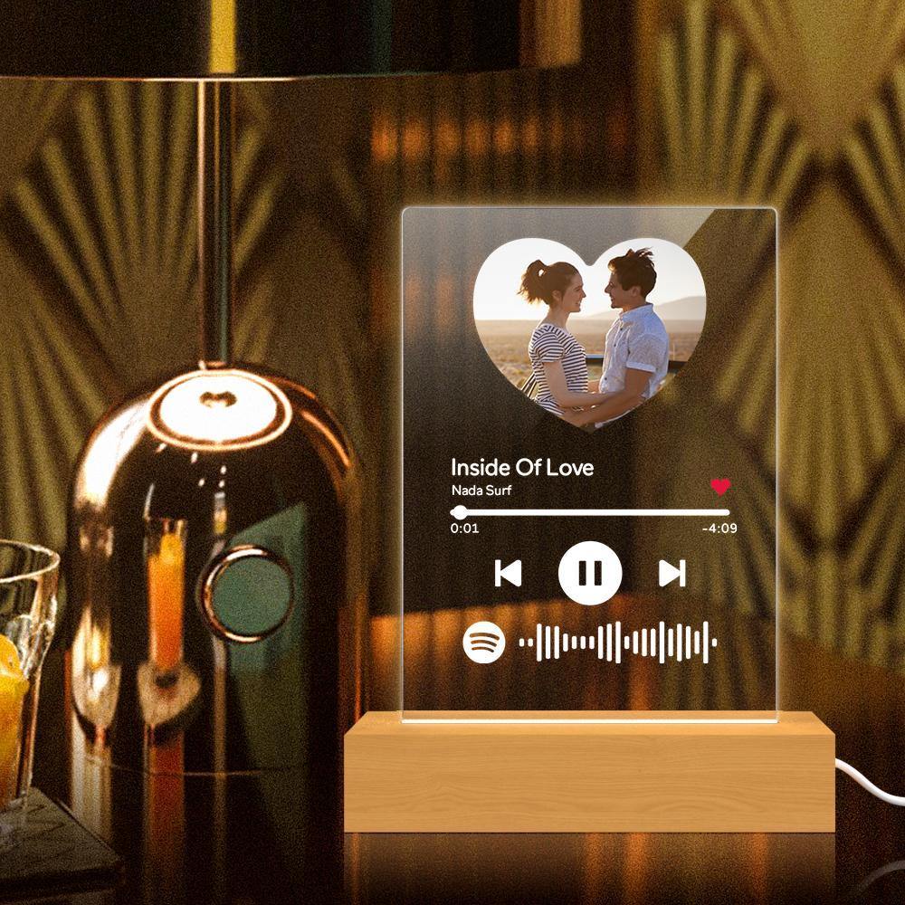 Scannable Spotify Code Night Light Acrylic Music Heart-shaped Photo Gifts for Couple